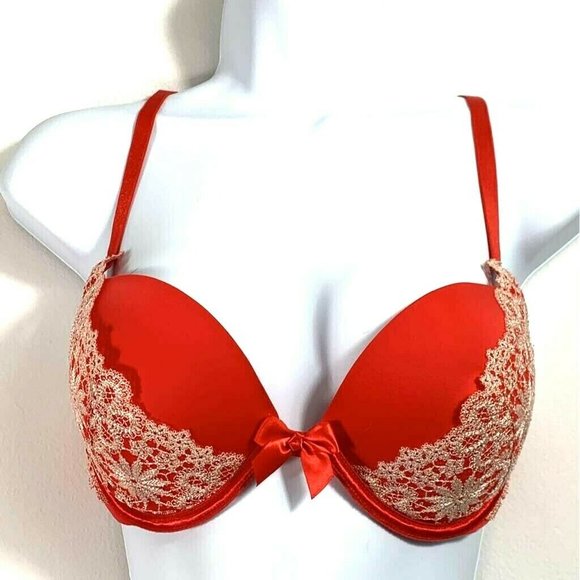 Victoria's Secret Other - Victorias Secret Push Up Bra Orange Underwire Lace